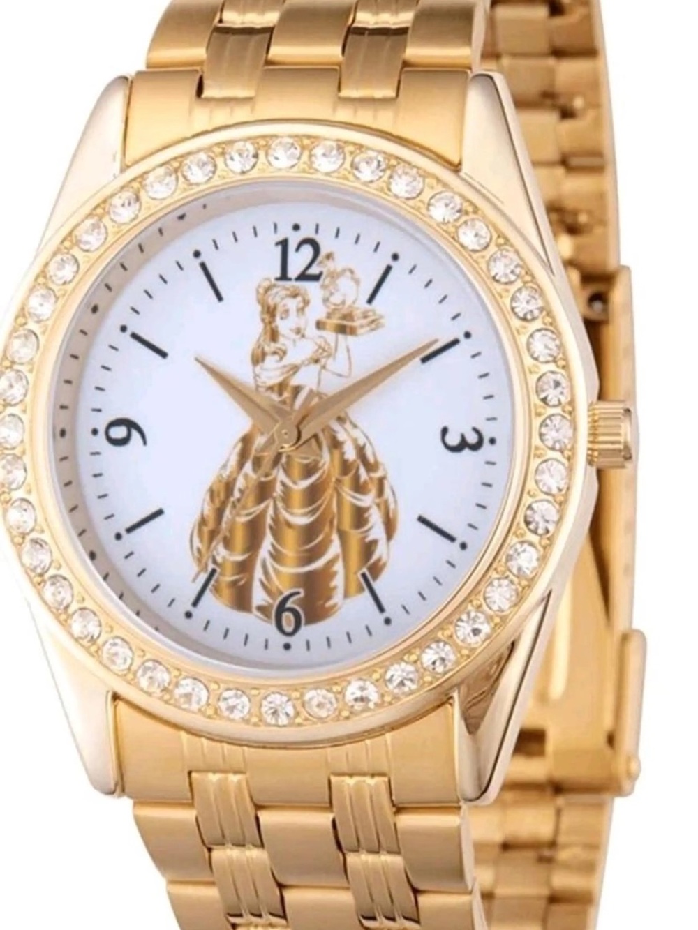 Disney Beauty and The Beast Gold-Tone Crystal Bezel Watch